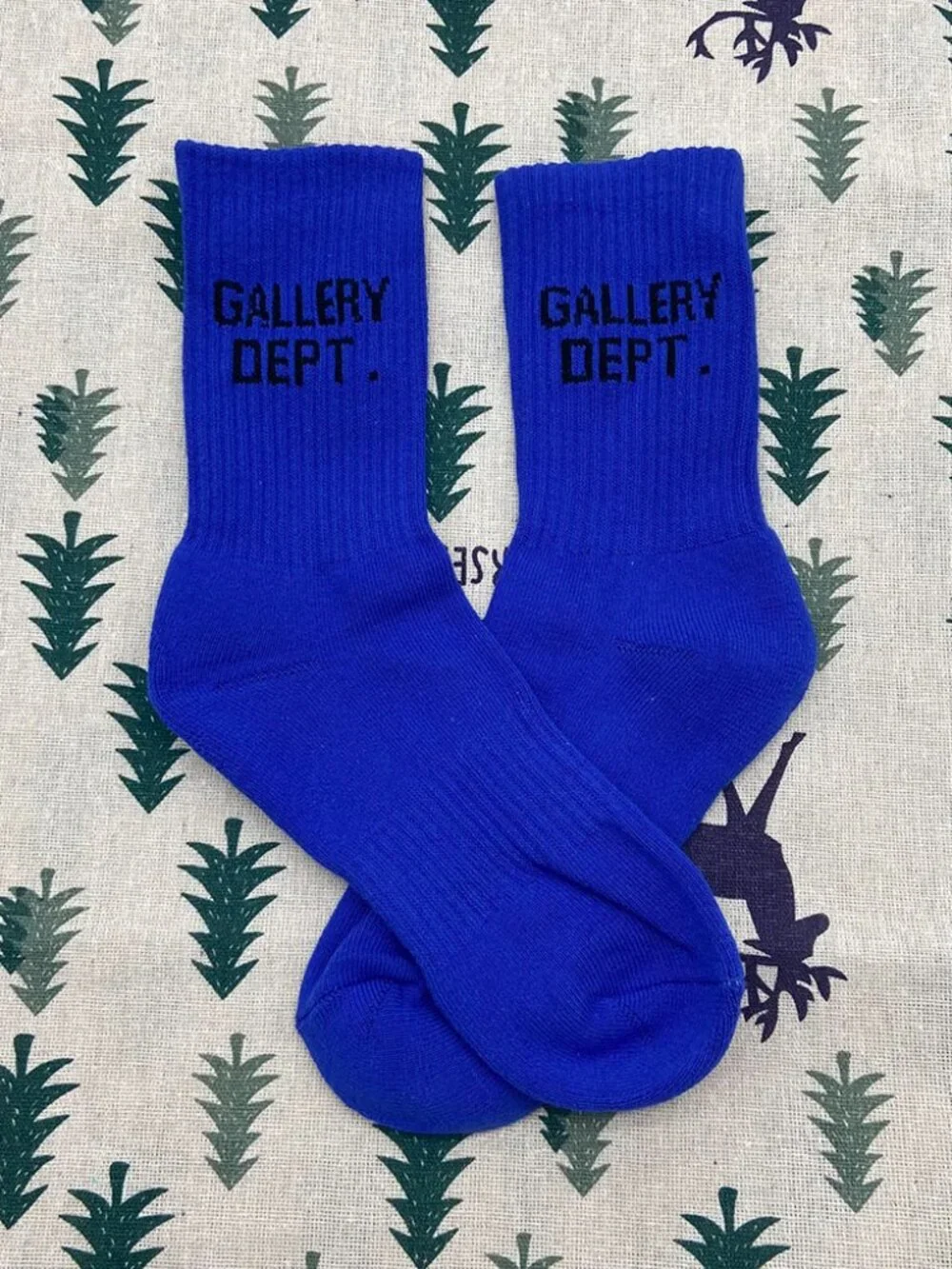 Gallery Dept Black Logo Embroidered Dark Blue Cotton Sports Socks